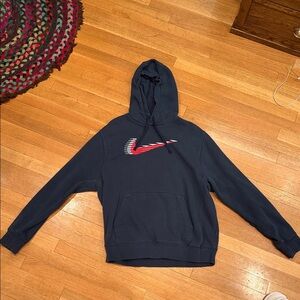 Vintage Nike swoosh hoodie navy mens size large